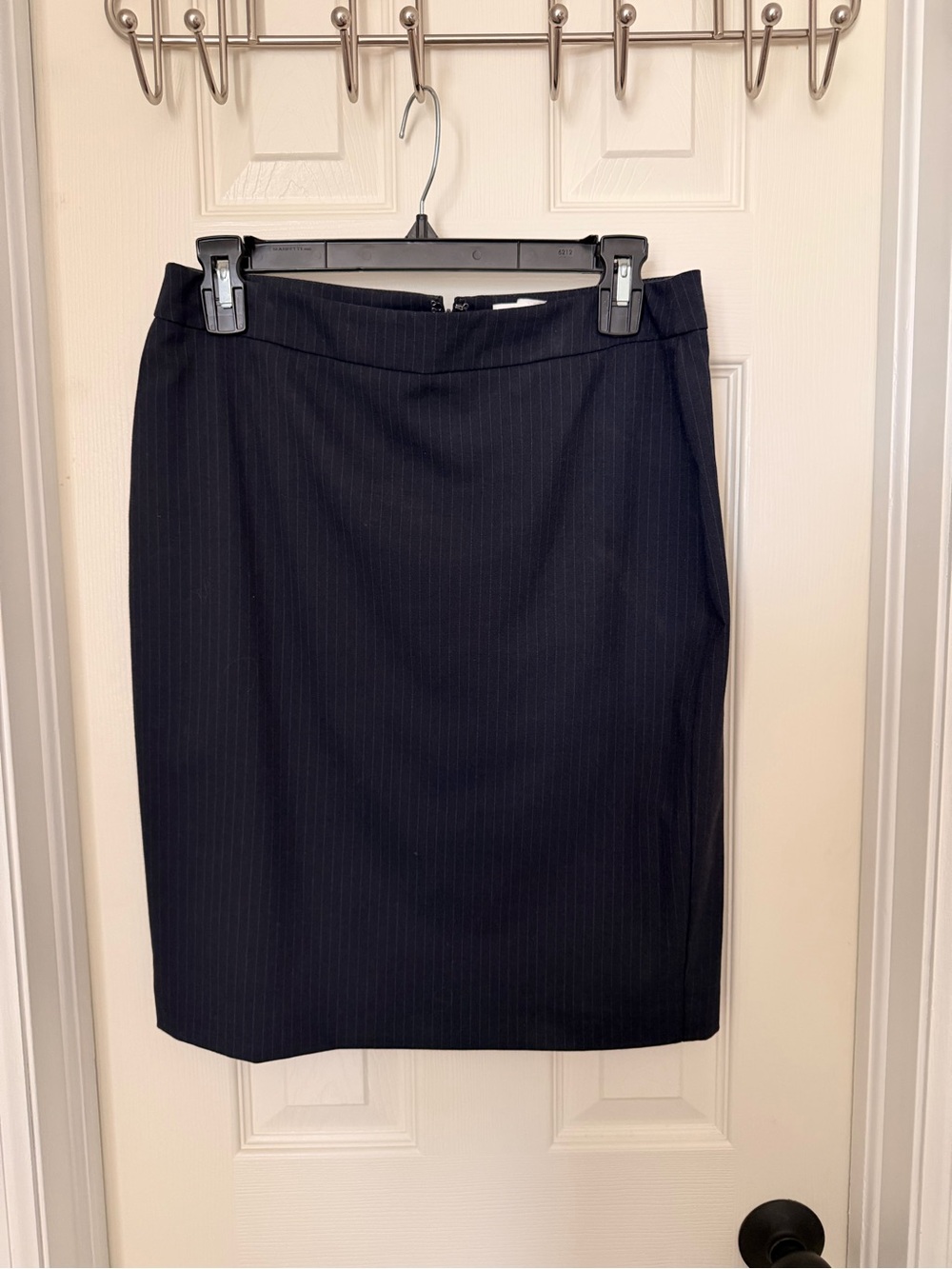 Classic Women's Black Pinstripe Pencil Skirt